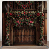 Aperturee - Aperturee Gold Vintage Wall Bell Leaf Xmas Pillow Case Backdrop